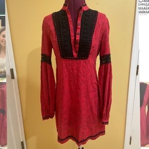 Free People Red Bell Sleeve Dress